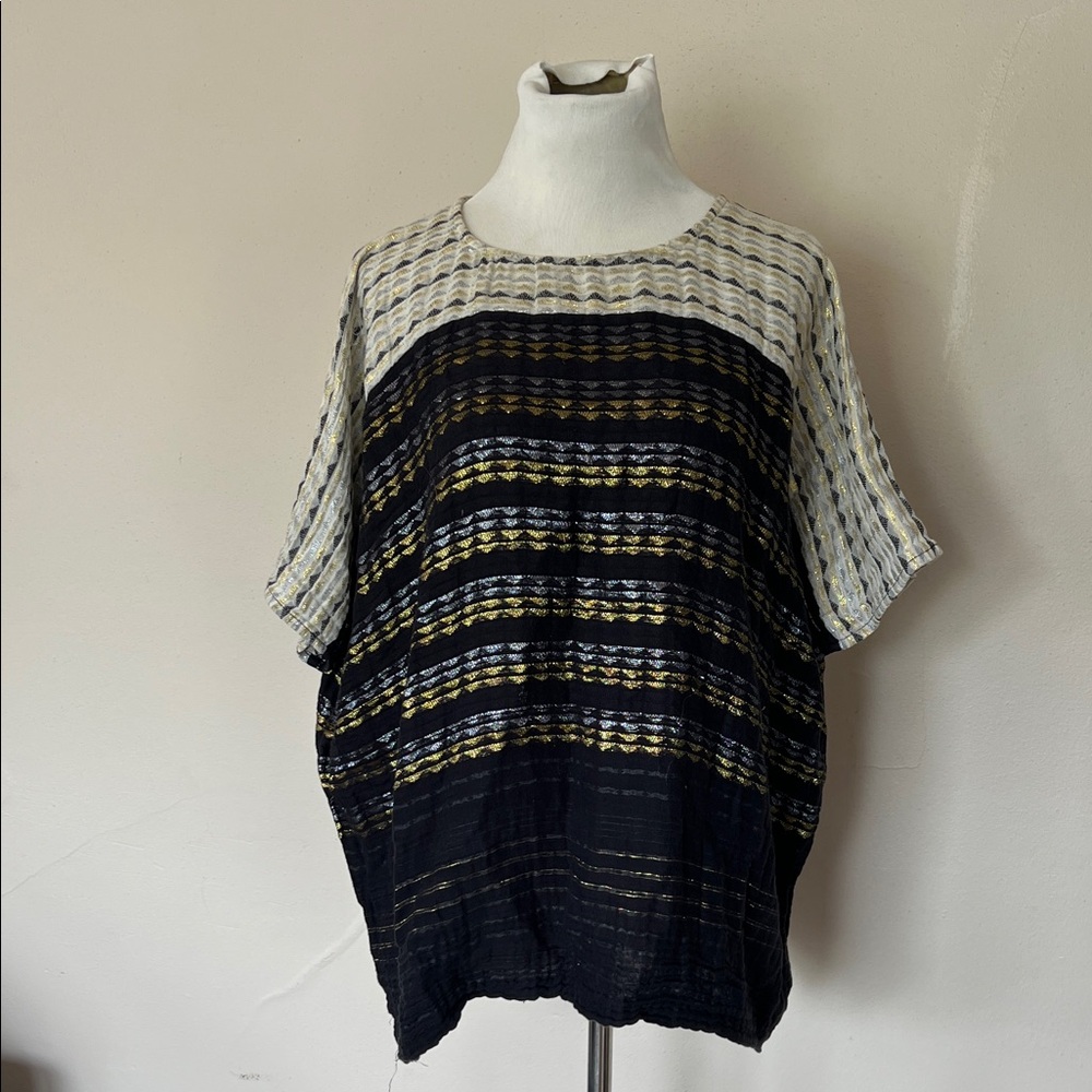 Ace & Jig Oversized Black, Cream, Metallic Top